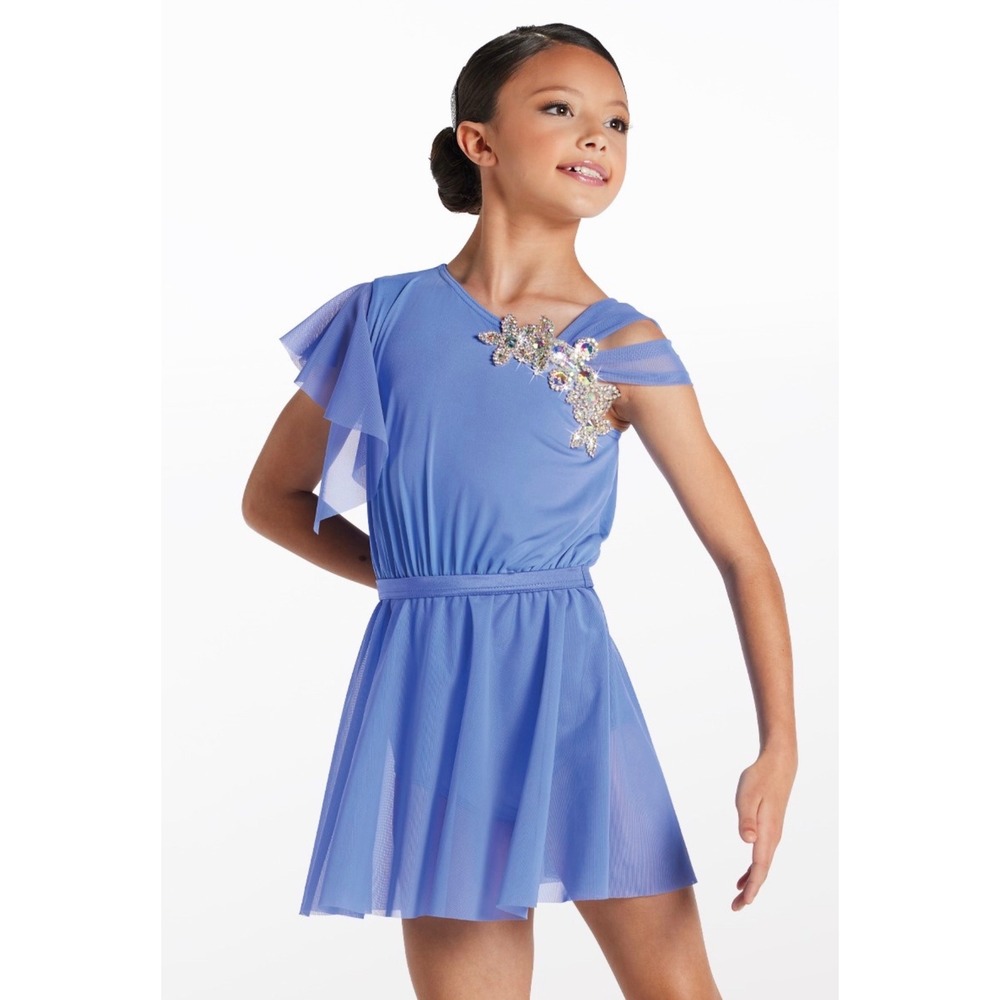 Weissman Periwinkle Lyrical Dance Costume Rhinestone Mesh Skirt XSC Style 15275